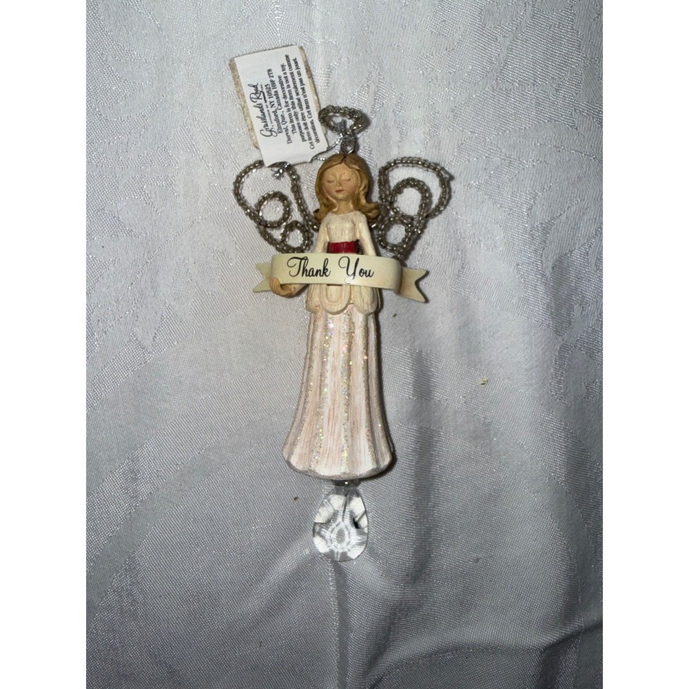 Ganz Grasslands Road Thank You Angel Ornament Beaded Wings Crystal Drop NEW